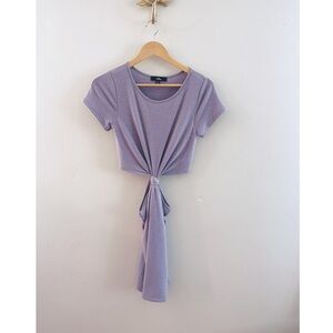 Lulu’s Knotty but Nice Light Purple Knotted Cutout T-Shirt Mini Dress Lavendar
